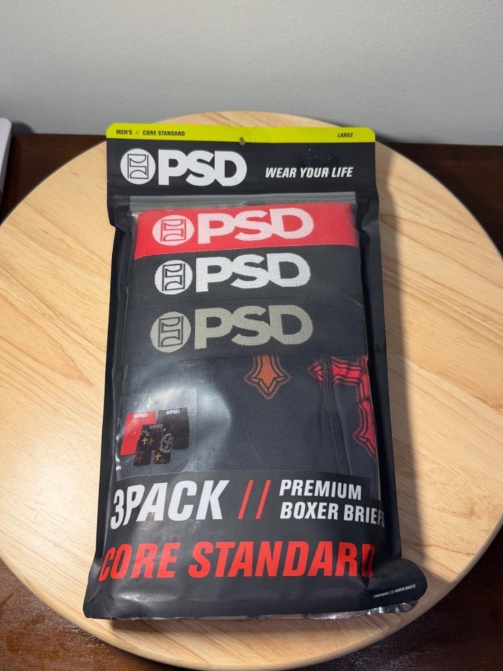 PSD 3 Pack Core Standard Boxer Briefs Hearts/Crosses Mens Size Large NEW